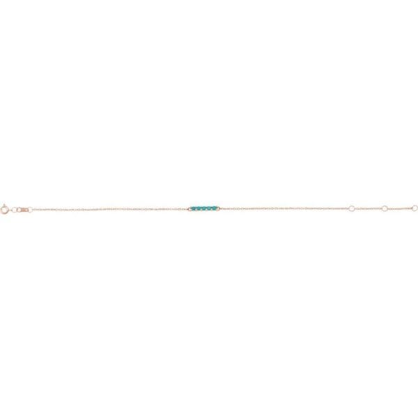 14K Rose Natural Turquoise Bar 6 1/2-7 1/2" Bracelet - Image 2