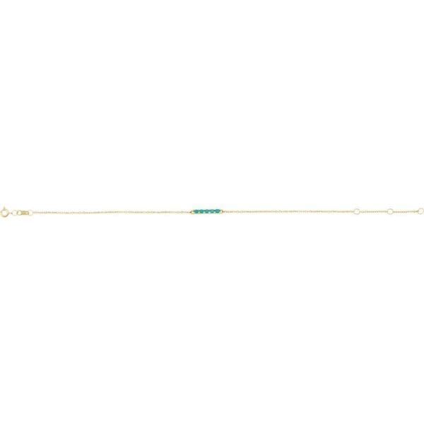 14K Rose Natural Turquoise Bar 6 1/2-7 1/2" Bracelet - Image 3