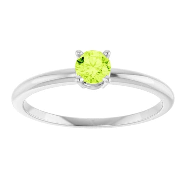 14K White Natural Peridot Ring - Image 3