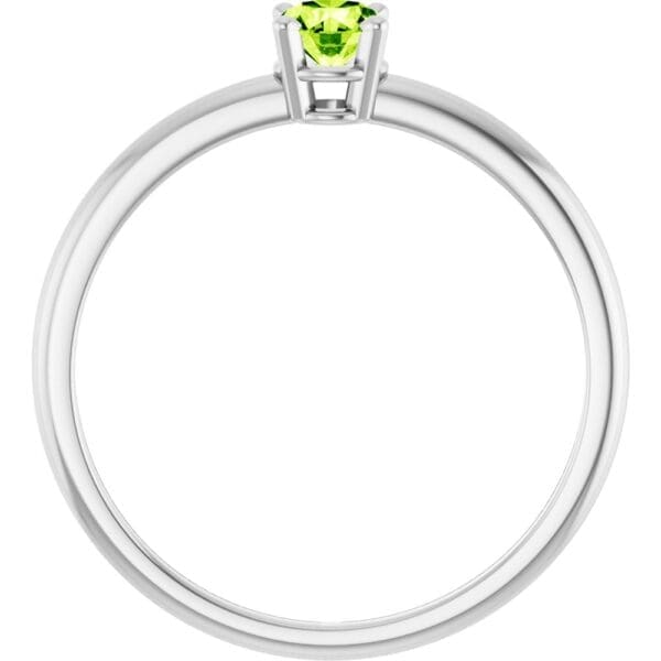 14K White Natural Peridot Ring - Image 4