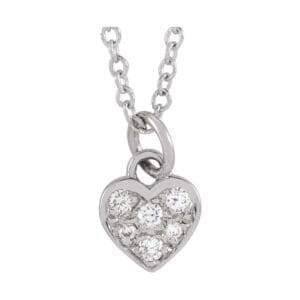 14K White .06 CTW Natural Diamond Petite Heart 16-18" Necklace