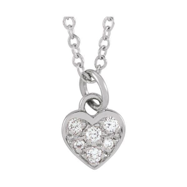 14K White .06 CTW Natural Diamond Petite Heart 16-18" Necklace