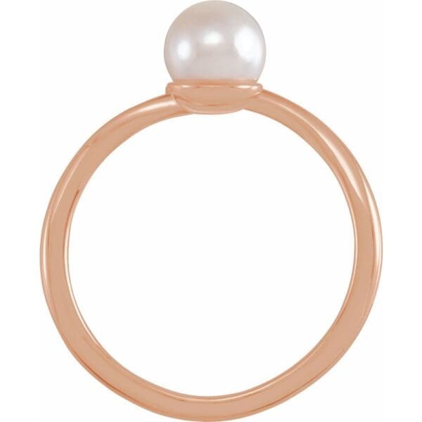 14K White Cultured White Akoya Pearl & .015 CT Natural Diamond Freeform Ring - Image 2
