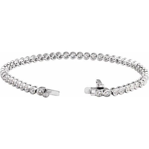 14K White 3 1/2 CTW Lab-Grown Diamond Bezel-Set 7" Bracelet - Image 3