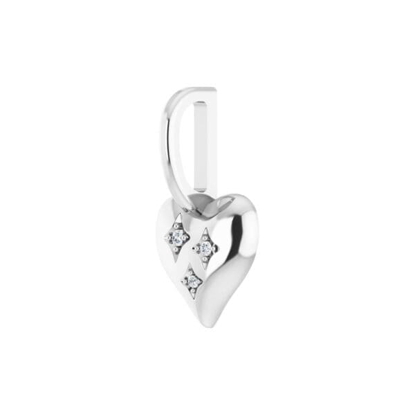 Sterling Silver .01 CTW Natural Diamond Heart Charm/Pendant - Image 2