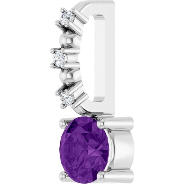 Sterling Silver Imitation Amethyst & .01 CTW Natural Diamond Charm/Pendant - Image 3