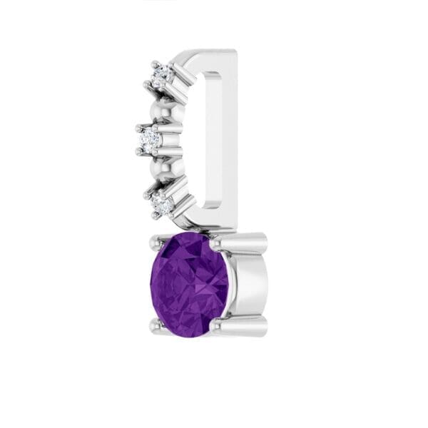 14K White Imitation Amethyst & .01 CTW Natural Diamond Charm/Pendant - Image 2