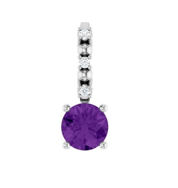 14K White Imitation Amethyst & .01 CTW Natural Diamond Charm/Pendant