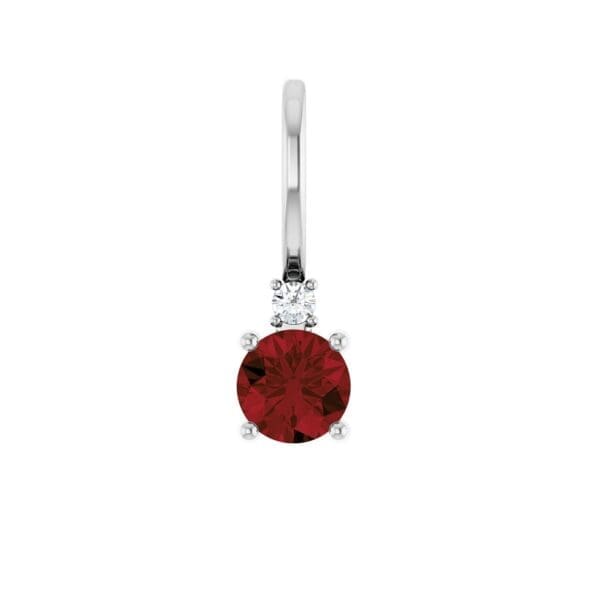 14K White Natural Mozambique Garnet & .015 CT Natural Diamond Charm/Pendant