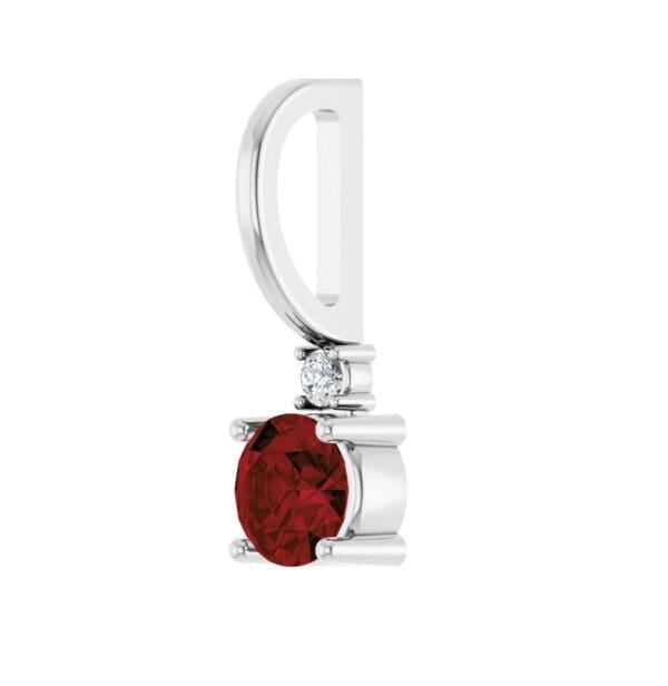14K White Natural Mozambique Garnet & .015 CT Natural Diamond Charm/Pendant - Image 2
