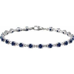 14K White Lab-Grown Blue Sapphire 7 1/4" Line Bracelet