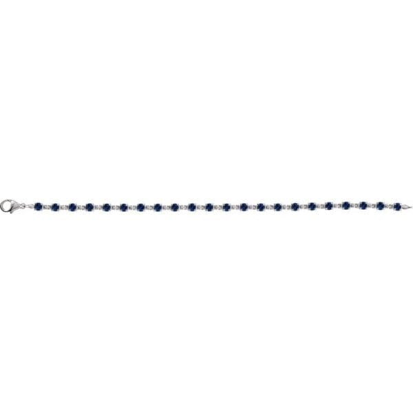 14K White Lab-Grown Blue Sapphire 7 1/4" Line Bracelet - Image 3