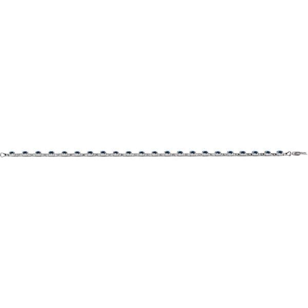 14K White Lab-Grown Blue Sapphire 7 1/4" Line Bracelet - Image 4
