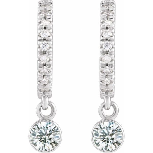 14K White 1/4 CTW Natural Diamond French-Set Hoop Earrings - Image 2