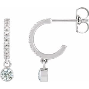 14K White 1/4 CTW Natural Diamond French-Set Hoop Earrings