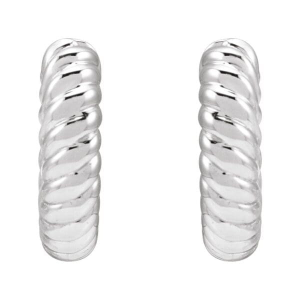 Platinum Hinged Rope Hoop Earrings - Image 2
