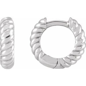 Platinum Hinged Rope Hoop Earrings