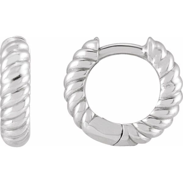 Platinum Hinged Rope Hoop Earrings