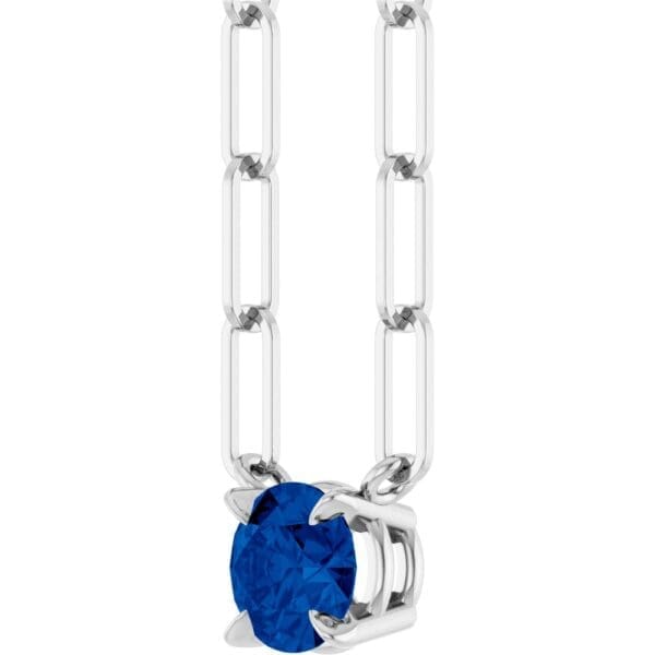 14K White Natural Blue Sapphire 18" Necklace - Image 2
