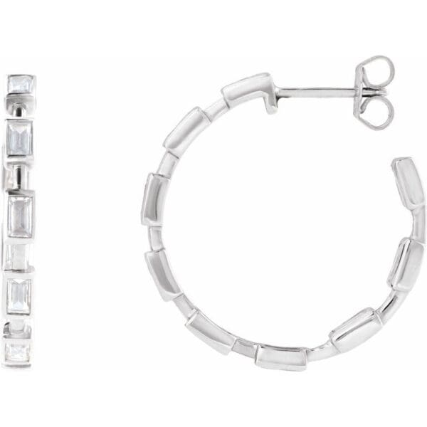 14K White 1 1/4 CTW Lab-Grown Diamond 24.5 mm Hoop Earrings