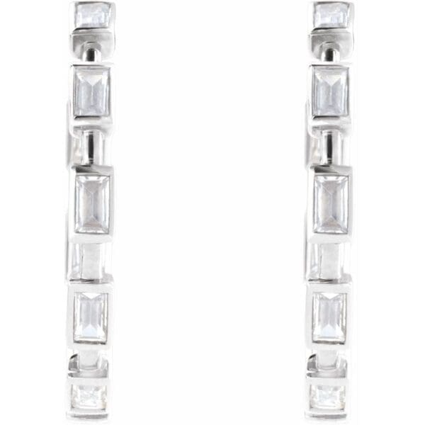 14K White 1 1/4 CTW Lab-Grown Diamond 24.5 mm Hoop Earrings - Image 3
