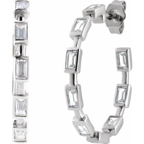 14K White 1 1/4 CTW Lab-Grown Diamond 24.5 mm Hoop Earrings - Image 2