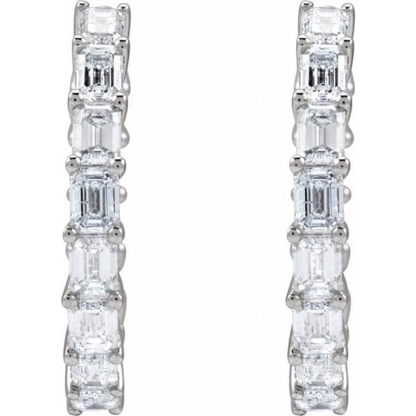 14K White 3 CTW Natural Diamond Inside-Outside 21.2 mm Hoop Earrings - Image 3