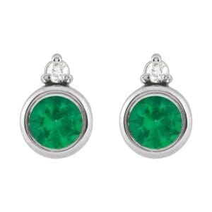 Platinum 4 mm Lab-Grown Emerald & .03 CTW Natural Diamond Earrings
