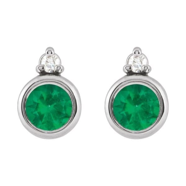 Platinum 4 mm Lab-Grown Emerald & .03 CTW Natural Diamond Earrings