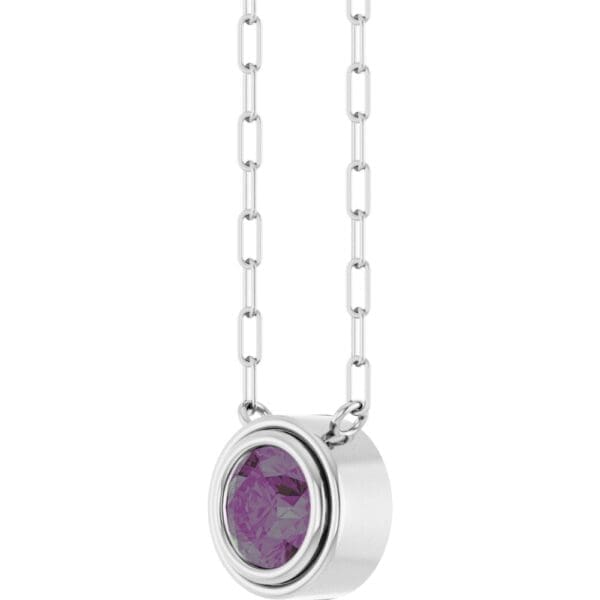 14K White Lab-Grown Alexandrite 18" Necklace - Image 2