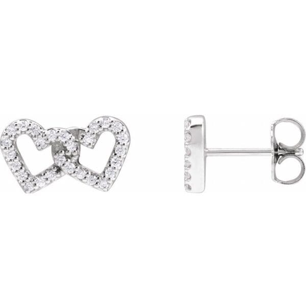 Platinum 1/5 CTW Natural Diamond Interlocking Heart Earrings