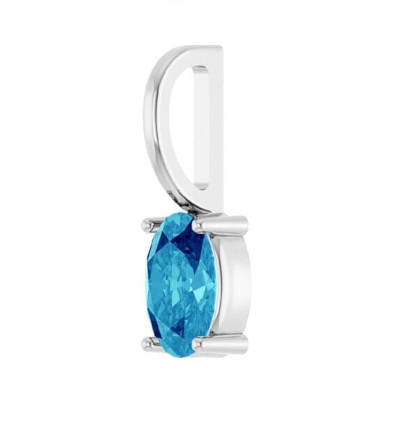 14K White 6x4 mm Natural Blue Zircon Charm/Pendant - Image 2