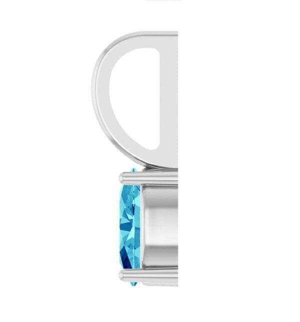 14K White 6x4 mm Natural Blue Zircon Charm/Pendant - Image 3