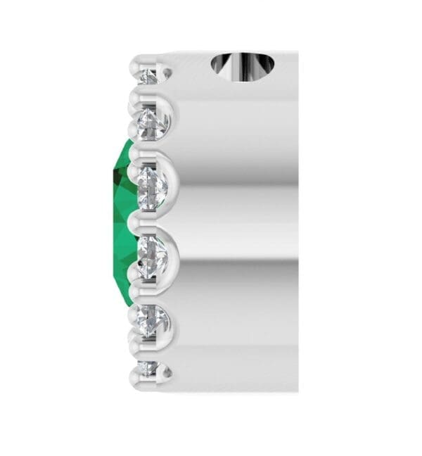 14K White Natural Emerald & 1/10 CT Natural Diamond Halo-Style Pendant - Image 3