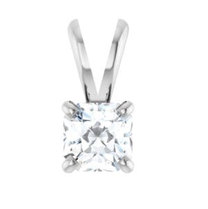 14K White 1/3 CT Natural Diamond Pendant