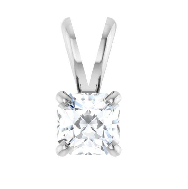 14K White 1/3 CT Natural Diamond Pendant