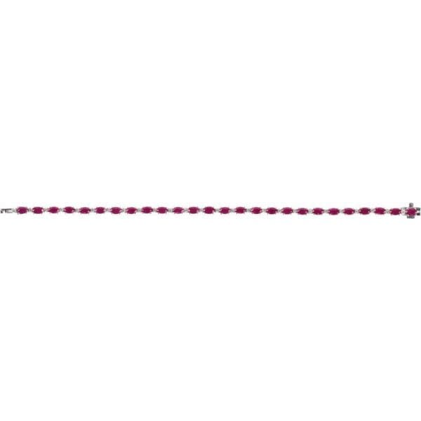 14K White Lab-Grown Ruby & 5/8 CTW Lab-Grown Diamond Line 7" Bracelet - Image 3
