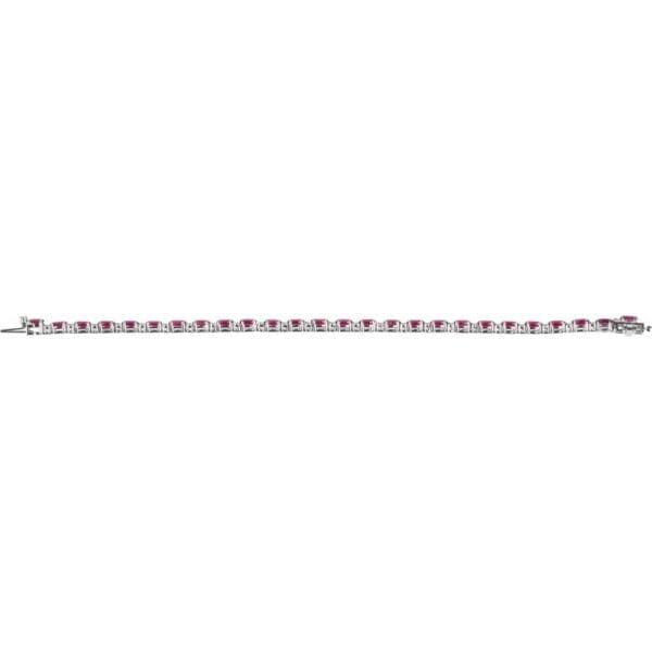 14K White Lab-Grown Ruby & 5/8 CTW Lab-Grown Diamond Line 7" Bracelet - Image 2