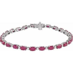 14K White Lab-Grown Ruby & 5/8 CTW Lab-Grown Diamond Line 7" Bracelet