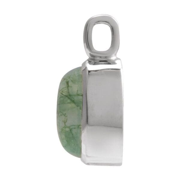 14K White Natural Moss Agate Pendant - Image 2