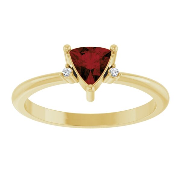 14K Yellow Natural Mozambique Garnet & .015 CTW Natural Diamond Ring - Image 3