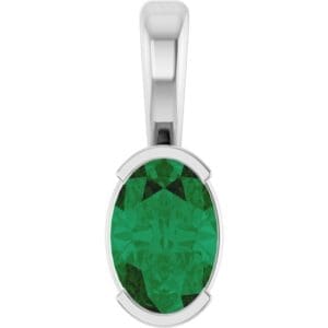 14K White Lab-Grown Emerald Pendant