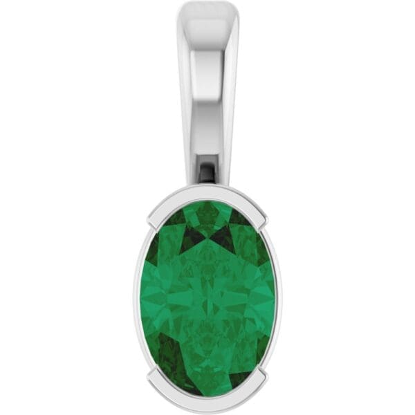 14K White Lab-Grown Emerald Pendant