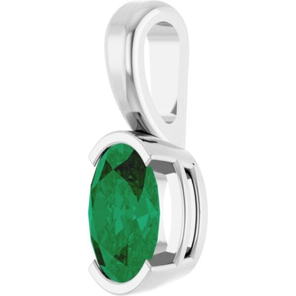 14K White Lab-Grown Emerald Pendant - Image 2