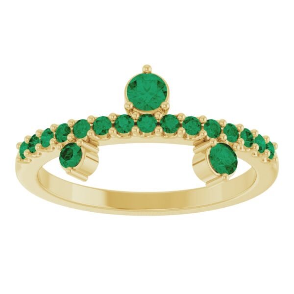 14K Yellow Lab-Grown Emerald Ring - Image 3