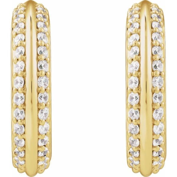14K White 5/8 CTW Natural Diamond Hoop Earrings - Image 4