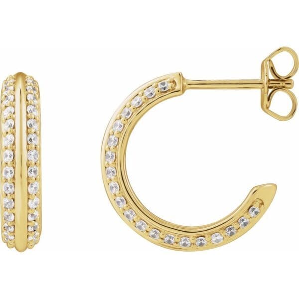 14K White 5/8 CTW Natural Diamond Hoop Earrings - Image 2