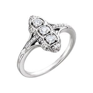 14K White 1/3 CTW Natural Diamond Vintage-Inspired Ring
