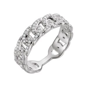 14K White 1/4 CTW Natural Diamond Stackable Link Ring