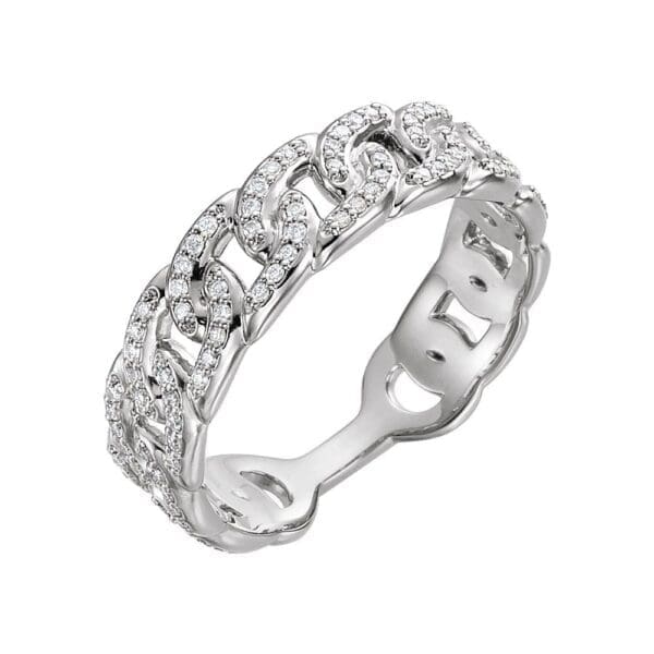 14K White 1/4 CTW Natural Diamond Stackable Link Ring